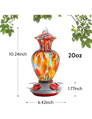 Alimentador de Colibrí Birdkiss de Vidrio 828 ml con 4 Puertos
