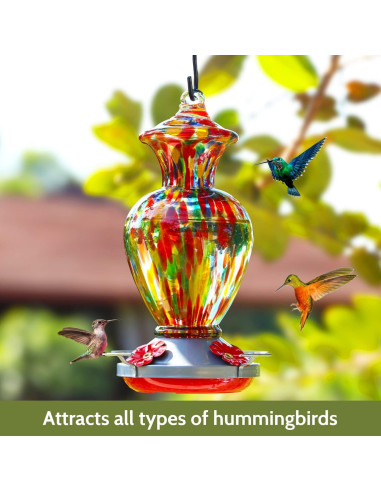 Alimentador de Colibrí Birdkiss de Vidrio 828 ml con 4 Puertos
