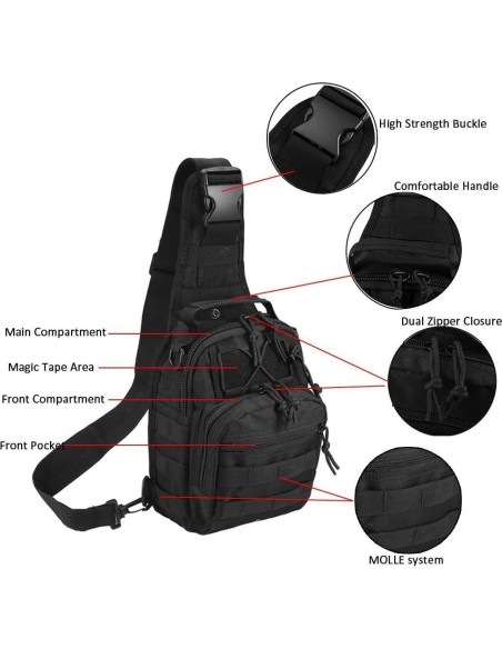 Bolsa de Hombro Táctica Novemkada Sling 1000D Negra Bolsa de Hombro Táctica Novemkada Sling 1000D Negra