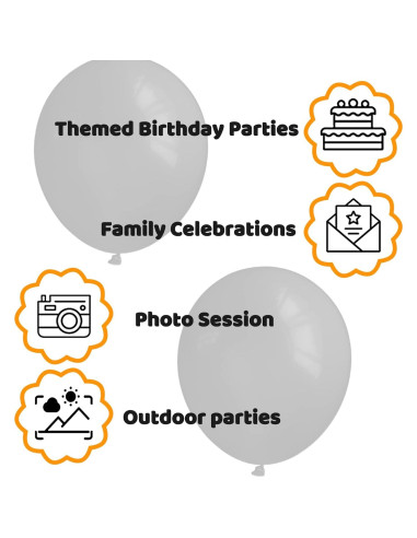 110 Globos Negros de Láttex 30 cm para Fiesta - KUULBELA