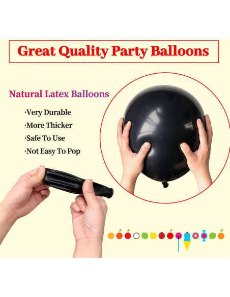 110 Globos Negros de Láttex 30 cm para Fiesta - KUULBELA 110 Globos Negros de Láttex 30 cm para Fiesta - KUULBELA