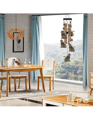 Campanas de Viento de Gato xxschy - 71 cm Bronce Decoración