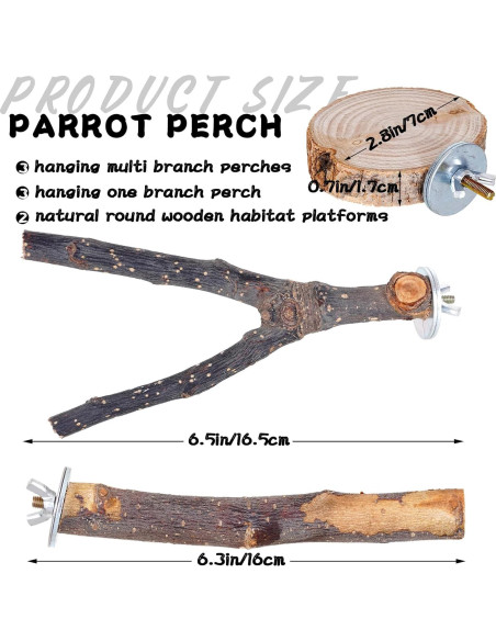 Percha para Aves Libiline de Madera Natural 8 Piezas 15cm Percha para Aves Libiline de Madera Natural 8 Piezas 15cm