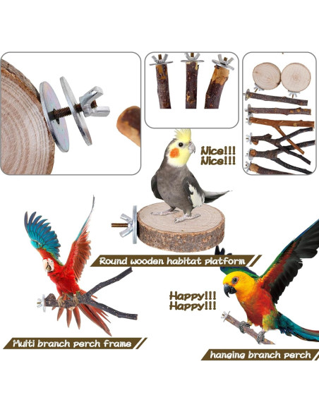 Percha para Aves Libiline de Madera Natural 8 Piezas 15cm Percha para Aves Libiline de Madera Natural 8 Piezas 15cm