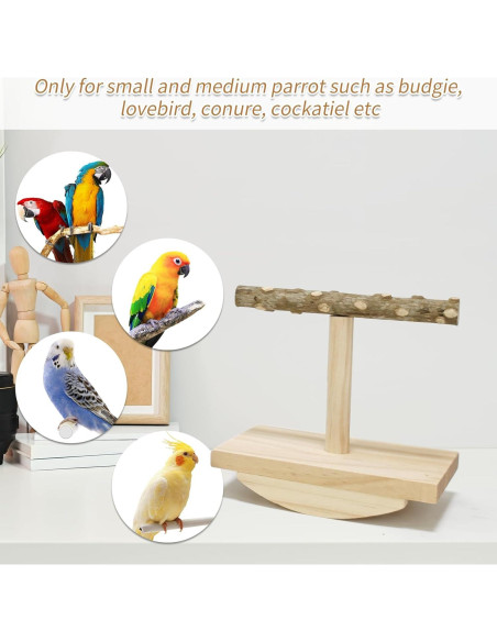 Soporte de Percha para Aves Eeaivnm Pequeño Madera Natural Soporte de Percha para Aves Eeaivnm Pequeño Madera Natural