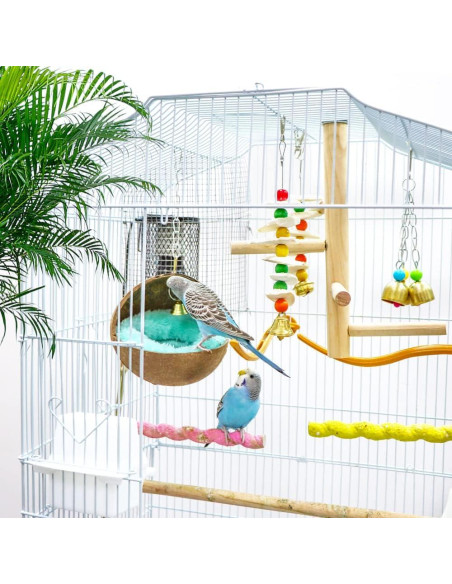 Casa Nido de Cáscara de Coco Natural para Aves - 2 Pcs Casa Nido de Cáscara de Coco Natural para Aves - 2 Pcs