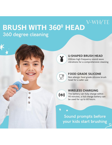 Cepillo de Dientes Eléctrico V-WHITE para Niños 360