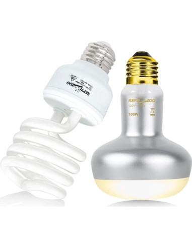Paquete Bombillas UVB 26W y Calor 100W REPTIZOO para Reptiles