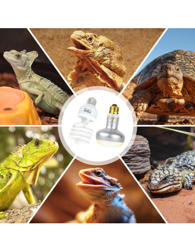 Paquete Bombillas UVB 26W y Calor 100W REPTIZOO para Reptiles