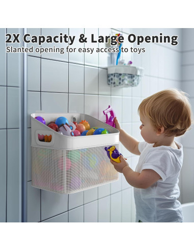 Organizador de Juguetes de Baño GloTika, Malla Beige, 30x30 cm