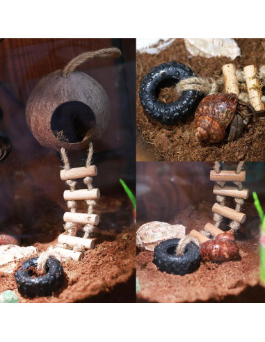 Escondite de Coco para Reptiles Acsist 13.5 cm 5 Piezas