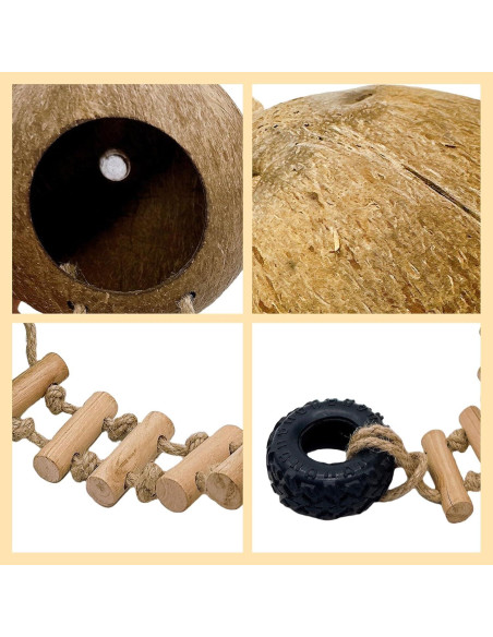 Escondite de Coco para Reptiles Acsist 13.5 cm 5 Piezas Escondite de Coco para Reptiles Acsist 13.5 cm 5 Piezas