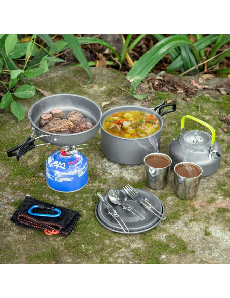 Kit de Cocina para Camping Odoland 12 Piezas con Estufa Kit de Cocina para Camping Odoland 12 Piezas con Estufa