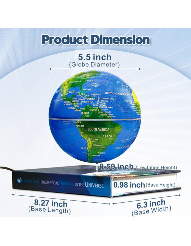 Globo de Levitación Magnética Flagest 13.97 cm con Luz