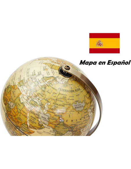 Globo Terráqueo Antiguo Exerz 14 cm Mapa en Español Globo Terráqueo Antiguo Exerz 14 cm Mapa en Español