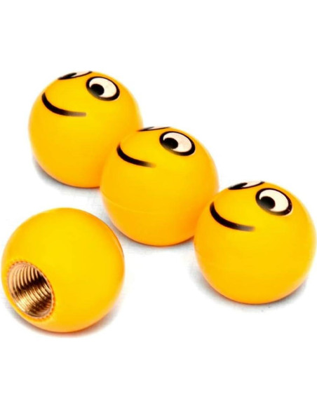 Tapa de Válvula de Aire SaiDian 4 Pcs Carita Sonriente Amarillo Tapa de Válvula de Aire SaiDian 4 Pcs Carita Sonriente Amarillo