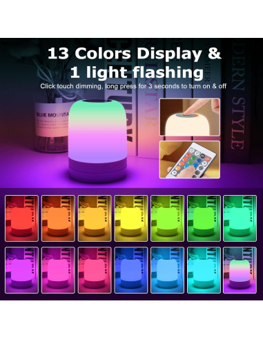 Luz Nocturna LED Deogos 13 Colores Regulable para Niños