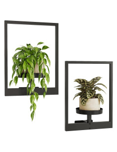 Soporte para Plantas Colgantes Bamworld Metal Negro 2 Piezas