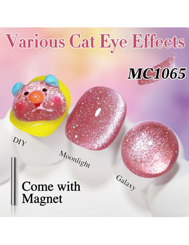 Gel de Uñas Cat Eye Doble Ritmo 15ml con Purpurina Rosa