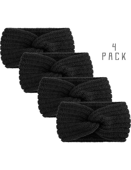 Diademas de Punto Grueso TecUnite 4 Piezas para Invierno Diademas de Punto Grueso TecUnite 4 Piezas para Invierno