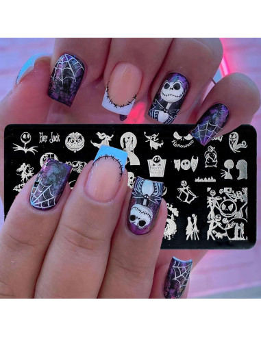 Placa de Estampado de Uñas Halloween MABKJLF 12x6 cm