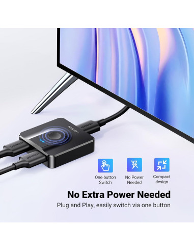 Divisor HDMI UGREEN 2 en 1 4K@60Hz Bidireccional Negro