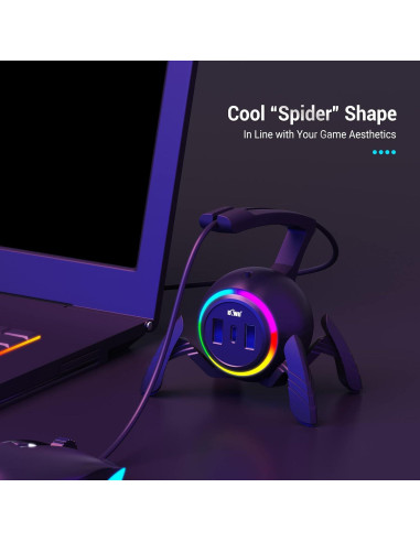 Soporte para Cable de Ratón KIWIFOTOS RGB con Hub USB 2 Puertos