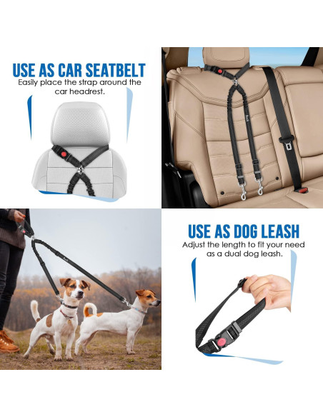 Cinturón de Seguridad para Perros Dobles Lukovee Negro Cinturón de Seguridad para Perros Dobles Lukovee Negro