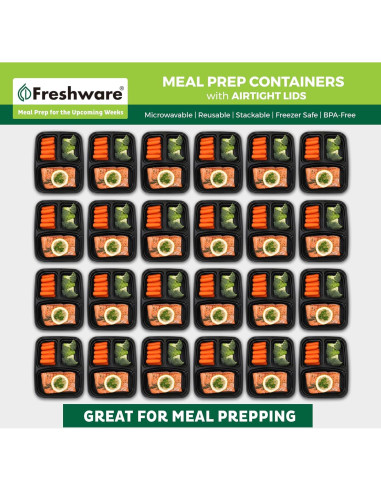 Contenedores de Preparación de Comidas Freshware 50 Piezas 680 ml