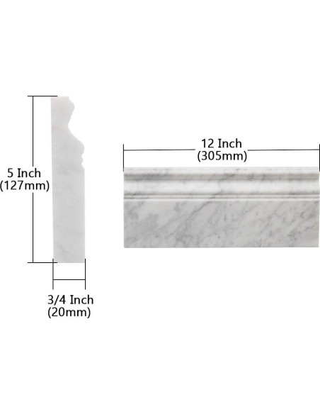 Moldura de Zócalo de Mármol Blanco Carrara 305x127mm 4 Pcs Moldura de Zócalo de Mármol Blanco Carrara 305x127mm 4 Pcs
