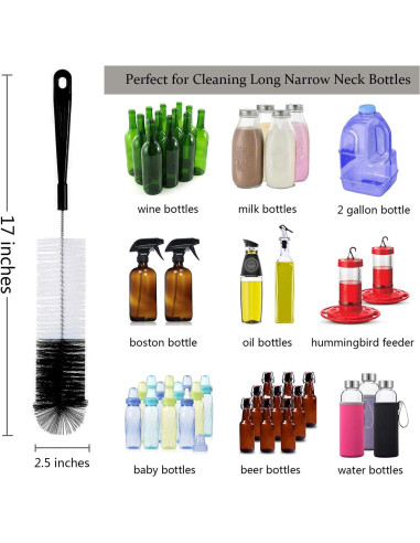 Set de 8 Cepillos de Limpieza ALINK para Botellas y Popotes