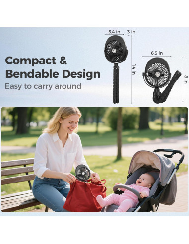 Ventilador de Cochecito COMLIFE F002 con Nebulización 4000mAh
