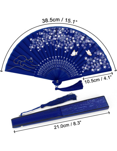 Abanico Plegable Chino WEARXI 4 PCS Seda y Bambú 21 cm