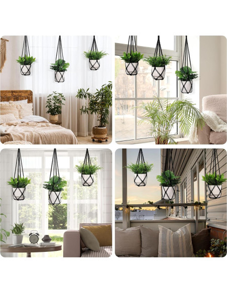 Colgador de Plantas de Macramé YIBOT 3 Piezas 88.9 cm Negro Colgador de Plantas de Macramé YIBOT 3 Piezas 88.9 cm Negro
