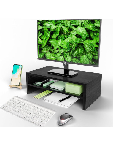 Soporte Elevador de Monitor Simpple Trending 2 Niveles Madera