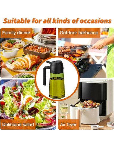 Botella Dispensadora de Aceite AATTCIF 16oz Verde Oscuro 2 en 1