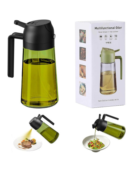 Botella Dispensadora de Aceite AATTCIF 16oz Verde Oscuro 2 en 1 Botella Dispensadora de Aceite AATTCIF 16oz Verde Oscuro 2 en 1