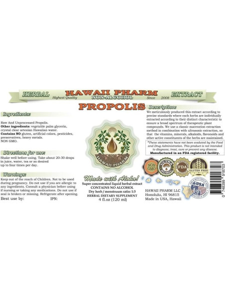 Extracto Líquido de Propóleos Sin Alcohol Hawaii Pharm 59.15 ml Extracto Líquido de Propóleos Sin Alcohol Hawaii Pharm 59.15 ml