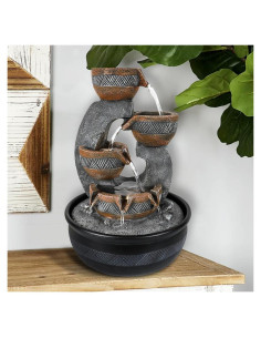 Fuente de Agua de Mesa Agoodping 40cm con Luces LED y Sonido Relajante