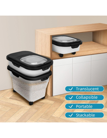 Contenedor de Comida para Perros YECERCAN 20L Plegable con Ruedas Contenedor de Comida para Perros YECERCAN 20L Plegable con Ruedas