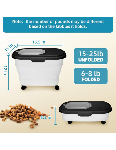 Contenedor de Comida para Perros YECERCAN 20L Plegable con Ruedas Contenedor de Comida para Perros YECERCAN 20L Plegable con Ruedas