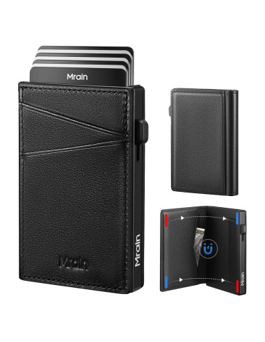 Billetera Slim de Cuero Premium Mrain con Bloqueo RFID - Negro