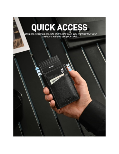 Billetera Slim de Cuero Premium Mrain con Bloqueo RFID - Negro