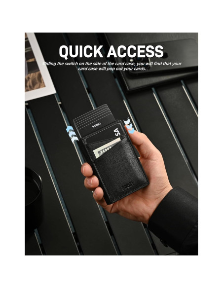 Billetera Slim de Cuero Premium Mrain con Bloqueo RFID - Negro Billetera Slim de Cuero Premium Mrain con Bloqueo RFID - Negro
