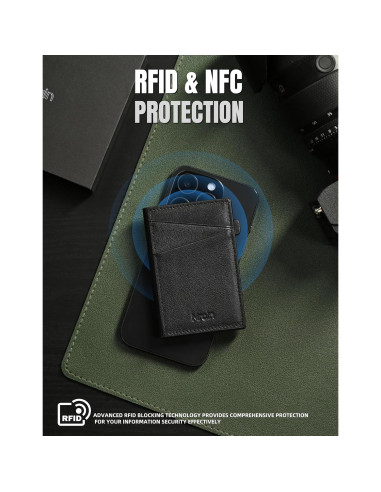 Billetera Slim de Cuero Premium Mrain con Bloqueo RFID - Negro