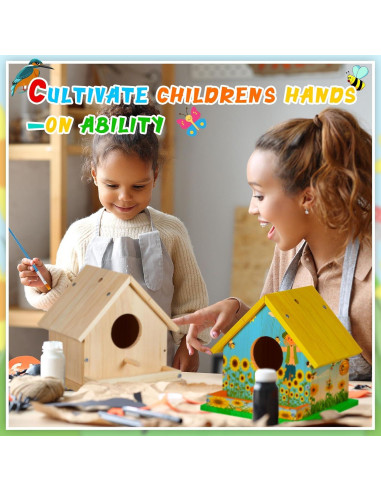 Kit Casa para Aves de Madera Liliful DIY con Pinturas y Pinceles