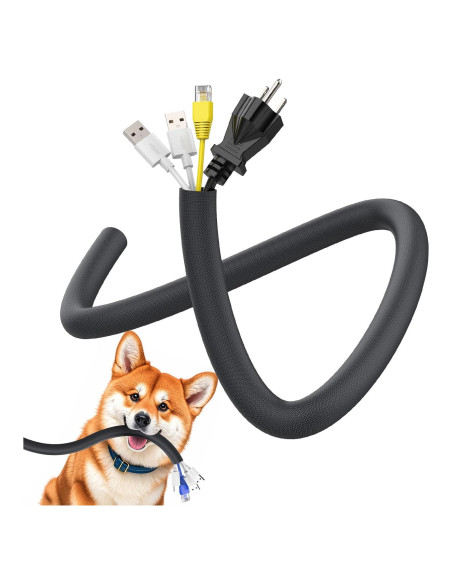 Protector de Cables para Mascotas UOMTFAI 1.27cm x 3.05m Negro Protector de Cables para Mascotas UOMTFAI 1.27cm x 3.05m Negro