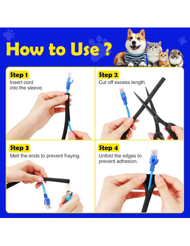 Protector de Cables para Mascotas UOMTFAI 1.27cm x 3.05m Negro