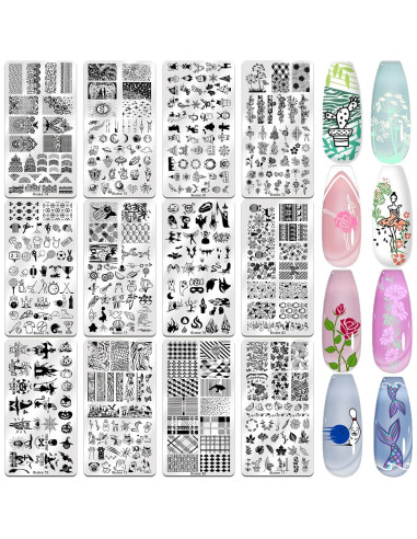 Kit de Estampado de Uñas Biutee 12 Placas + Estampador