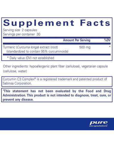 Cápsulas de Cúrcuma Pure Encapsulations 500 mg - 60 Unidades